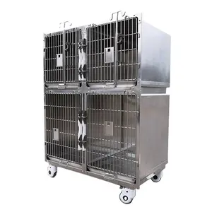 Veterinarian cage Household Pet Shop Double-layer Combination Boarding Hospital Infusion Cage Stainless Steel Animal Breathable