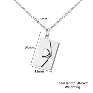 New Design Stainless Steel Custom Engraved LOVE YOU Heart Lock <b>Envelope</b> Pendant Necklace - Product Image 6