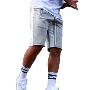 Men's Cotton <b>Fleece</b> Casual <b>Shorts</b> with Side Stripes Breathable Sustainable Custom Logo Embroidered Waist Elastic Waist Closur - Product Image 3