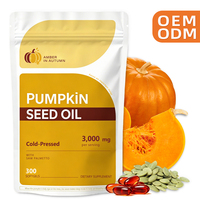 Capsules d'huile de graines de citrouille pressée à froid, 3000 mg en gélules molles, favorise la santé de la prostate et la croissance des cheveux, sans OGM, sans gluten, OEM ODM