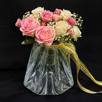 Vente en gros de sacs à fleurs transparents en PET imperméables, boîte d'emballage pour bouquet, fournitures pour fleuristes