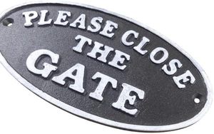 Cast Iron Oval Please Close the Gate Sign <strong>Plaque</strong> with Wall Mounting <strong>for</strong> <strong>Garden</strong> Decor - Product Image 4