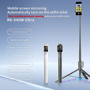 Bâton à <span class=keywords><strong>selfie</strong></span> 360 ° avec suivi du visage, s'allume automatiquement, extensible de 180cm avec lumière de remplissage et écran de moniteur <span class=keywords><strong>selfie</strong></span> pour vlog/voyage - Product Image 2