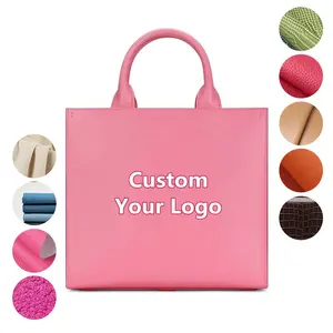 Moda Pu Bolsas De Couro Para As Mulheres De Luxo Personalizado Tamanho Do Logotipo Material High End Minimalista Top Handle Vegan Senhoras Bolsas