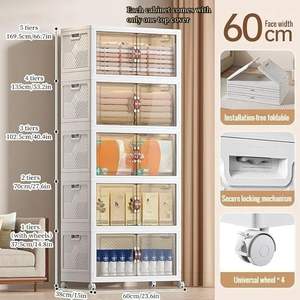 Best Selling Products Foldable <b>Storage</b> Cabinet <b>Collapsible</b> Wardrobes Children's Toys Organizer Plastic Stackable <b>Box</b> - Product Image 3