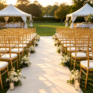 Sillas Chiavari Metálicas Apilables Blancas y Doradas Sinoperfect, Sillas Tiffany para Bodas, Sillas al por Mayor para Eventos y Banquetes - Product Image 4