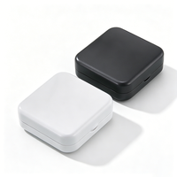 Boîte à pilules carrée mini noire et blanche en métal à charnière, étui portable pour médicaments, capsules et comprimés, avec impression de logo personnalisée