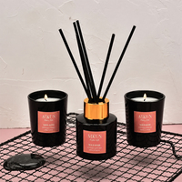 Ensemble de parfums d'ambiance modernes de luxe AIKUN, diffuseur à bâtonnets et bougie, coffret cadeau avec capuchon doré pour hôtel, spa, vente au détail