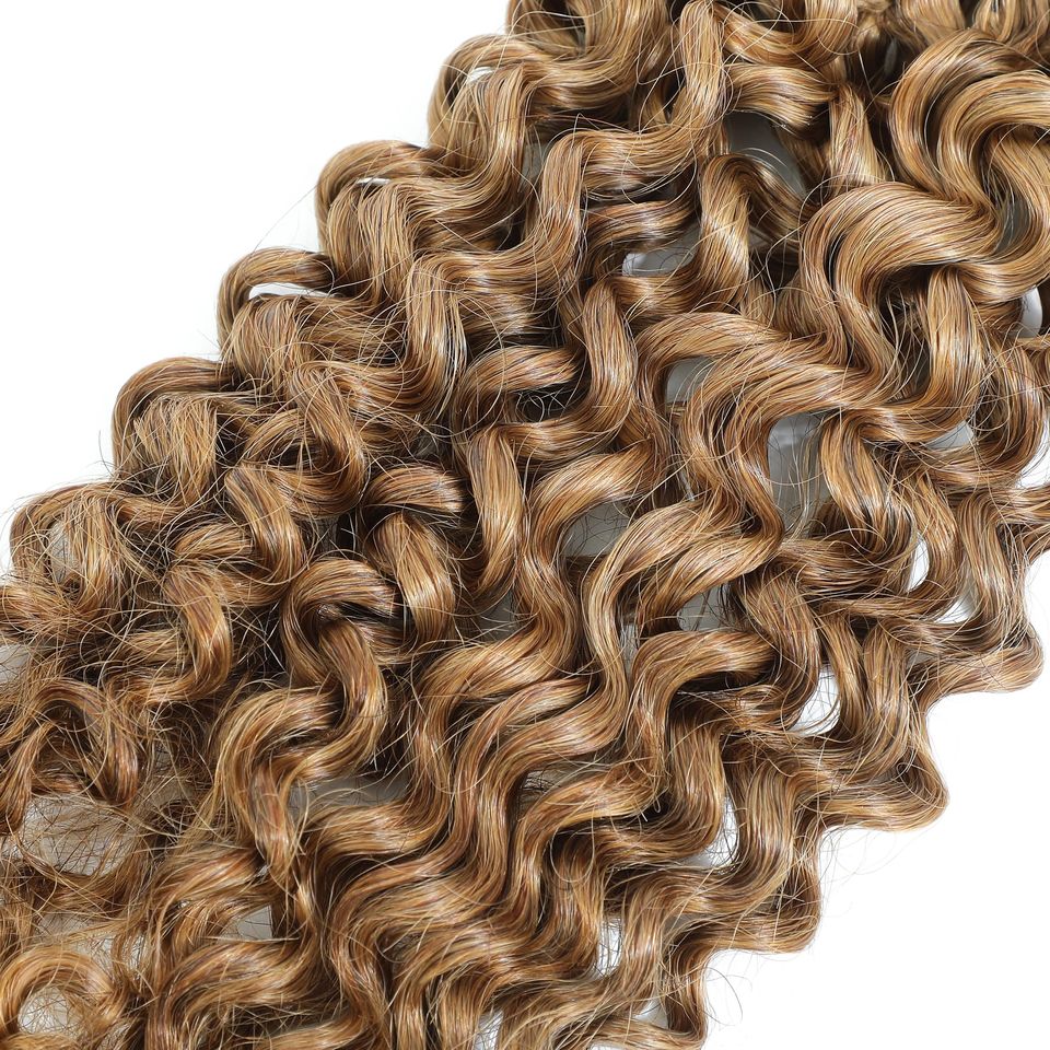Cambodian Curly Feather Crochet Virgin Human Hair Extensions Pre Looped ...