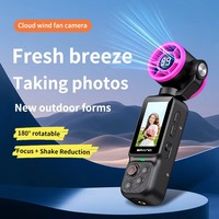 Cámara portátil para vlogs 1080P HD con seguimiento inteligente, dispositivo de grabación con mini ventilador y lente giratoria
