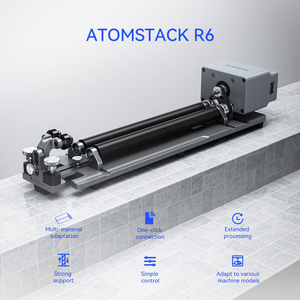 เครื่องแกะสลักเลเซอร์แบบลูกกลิ้ง Atomstack R6 สภาพใหม่ เทคโนโลยีไฟเบอร์เลเซอร์สำหรับโลหะ พื้นผิวโค้งทรงกระบอก แก้ว - Product Image 2