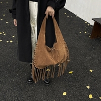 2025 nouvelle grande capacité gland sac à bandoulière en cuir suédé sacs fourre-tout avec franges Vintage femmes sacs à main