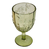Gobelet en verre coloré embossé européen pressé à la machine, motif floral, style vintage, pour eau