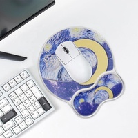 Tapis de souris en gel de silicone transparent, motifs algues de Van Gogh, repose-poignet, petit clavier, Kawaii, impression UV personnalisée, logo