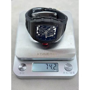 Montre automatique mécanique pour homme avec verre saphir, aiguilles, résistante à l'eau, en fibre de carbone, style sport hip-hop, bracelet en caoutchouc, mouvement apparent - Product Image 3