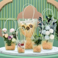 PP Transparent trapézoïdal étanche sac point PVC fleur Rose sac Bouquet matériel fleuriste fournitures