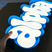 Letras acrílicas de gelatina de cristal 3D personalizadas con iluminación LED de neón para decoración de pared, letrero comercial, letreros de letras 3D con iluminación frontal.
