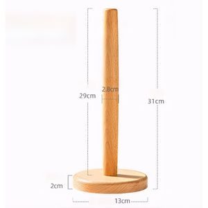 Porte-serviettes en papier sur pied en bois naturel moderne Porte-rouleau d'accessoires de cuisine pour la décoration de la table à manger Support de rangement - Product Image 5