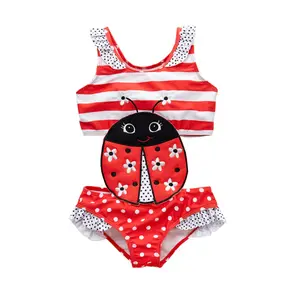 ملابس سباحة بكيني فاخرة مثيرة قطعة واحدة للأطفال ملابس سباحة مكشكشة للبنات الرضع تُباع بالجملة