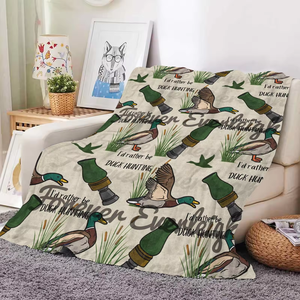 High Quality Sublimation Printed Animal Pattern Flannel Blanket Custom Design Camo Duck Throw for <b>Bedding</b> and Couch - Product Image 5
