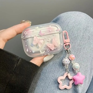 Linda chica 3D gradiente mariposa auricular funda para <span class=keywords><strong>Airpods</strong></span> 4 Pro 2 <span class=keywords><strong>3</strong></span> generación mujeres auriculares funda protectora con cadena - Product Image 6