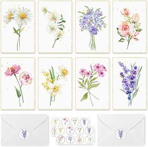 Biglietti di auguri floreali in bianco adesivi in lamina d'oro papiro acquerello per matrimonio stazionario compleanno Baby Shower - Product Image 1