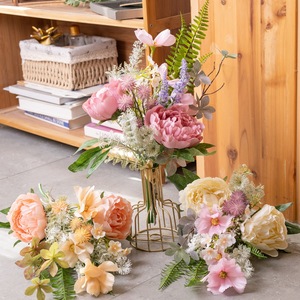 Bouquet de fleurs artificielles pivoine en tissu tissé plastique pour décoration intérieure et accessoires de mariage CF01333 - Product Image 1