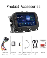 Autoradio Android BQCC 7 pouces avec écran Carplay, lecteur multimédia MP5, Mirrorlink, RDS, BT, FM, GPS, stéréo pour Fiat 500 (2016-2019)
