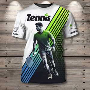 T-shirt de tennis personnalisé avec graphique du joueur et personnalisation du nom pour les fans de sport - Product Image 1