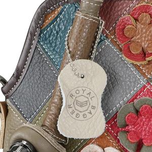 Sac fourre-tout en cuir véritable AndoBag à motif floral, grande capacité, avec surpiqûres colorées, sac bandoulière à carreaux, sacoche pour femme 1890 - Product Image 6