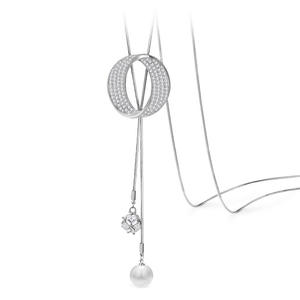 Женская мода, Геометрическая циркониевая цепочка на свитер, корейское длинное ожерелье с кисточкой, Очаровательное ожерелье с подвеской для девушек, ювелирные изделия - Product Image 5