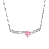 Ensemble de bijoux pour femme, cadeau de mariage, de fiançailles ou d'anniversaire, boucles d'oreilles tendance en argent sterling avec double zircon en forme de cœur rose, faites à la main