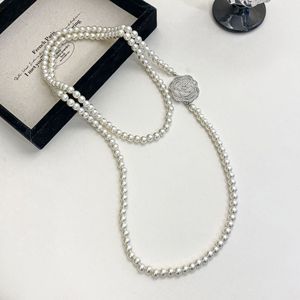 Elegant Rose Pearl Long Necklace For Women Imitation Pearl Multi-layer Sweater Chain Autumn Winter Fashion Jewelry - Product Image 2