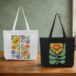 Sac fourre-tout vintage en toile de couleur unie à motif floral, résistant à l'eau, ouverture supérieure, jaune vert menthe, toutes saisons, pour les voyages - Product Image 5