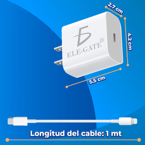Chargeur rapide USB PD ELE-GATE 20W avec câble Type C vers 8 broches pour la charge rapide des smartphones compatibles, y compris les modèles populaires - Product Image 4