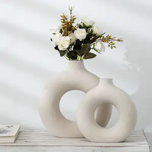 Керамические вазы для цветов для домашнего декора в скандинавском деревенском стиле современные декоративные оптом керамические вазы для цветов с искусственными растениями