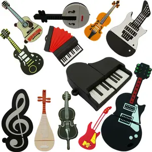 Kunden spezifisches PVC-Silikon-Musik auto USB-Flash-Laufwerk 2.0 3.0 8GB 16GB 32GB 64GB Benutzer definierte Form Klavier gitarren stift mit Logo-Geschenk