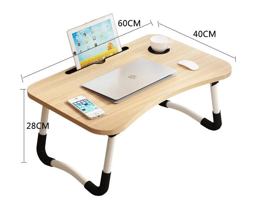 Hot Seal Home Working Wooden Folding Laptop Stand, Portable Adjustable Computer Laptop Stand with Slot for Bed