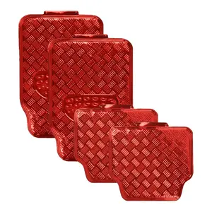Red Color Universal Metallic Car Floor Mat