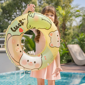 Flotador Inflable de Dibujos Animados para Niños, para Piscina o Parque Acuático, Diseño Redondo Reforzado, Anti-Vuelco, Flotador de Seguridad Infantil - Product Image 1