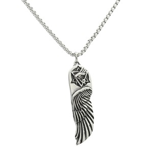 Colgante de ala de ángel de acero inoxidable con símbolo de ojo, collar para hombre, diseño geométrico, regalo de joyería de moda 280613 - Product Image 5