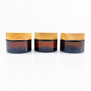 Pot en verre vide pour crème cosmétique de luxe 5g 10g 15g 20g 30g 50g, emballage cosmétique en verre avec couvercle en bambou - Product Image 1