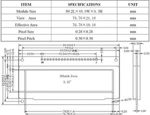 SER3.12-F 20引脚SPI I2C 3V SSD1322黄色蓝绿色白色3.12英寸256x64有机发光二极管显示面板 - Product Image 6