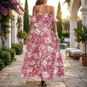 Vestido Maxi Asimétrico Sexy <span class=keywords><strong>para</strong></span> Mujer 2026 - Elegante Camisola <span class=keywords><strong>de</strong></span> Playa con Estampado Floral, Vestido <span class=keywords><strong>de</strong></span> Verano con Tirantes y Dobladillo Irregular Chic al por Mayor - Product Image 3