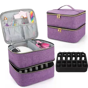 Nail Polish Carrying Case, Womens Fingernail Polish Travel Organizer Holds  30 Bottles, Water Resistant Double Layer Holder Storage Bag for Manicure  Accessories, Nail Supply, Black