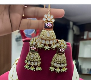 Conjunto de ropa festiva tradicional clásica Kundan, conjunto de Gargantilla nupcial con gota de perla, conjunto de collar Maharani Vintage para compromiso de boda - Product Image 2