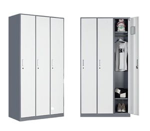 Produits en promotion : Casier vestiaire en acier à 3 portes pour employés, casier de gym en fer - Product Image 1