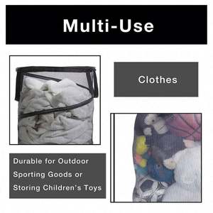 Panier à linge suspendu extra large avec 2 crochets en acier inoxydable, gain de place, à suspendre sur la porte ou au mur - Product Image 5