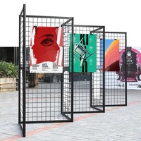 Support d'exposition pliable en alliage d'aluminium avec grille en fer pour exposition d'art et œuvres d'art de maternelle, design octogonal mobile en forme de prisme