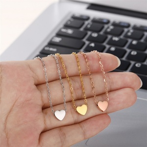 Cute Jewelry Heart Pendant <b>Choker</b> Necklace Stainless Steel Blank Heart Necklace - Product Image 5